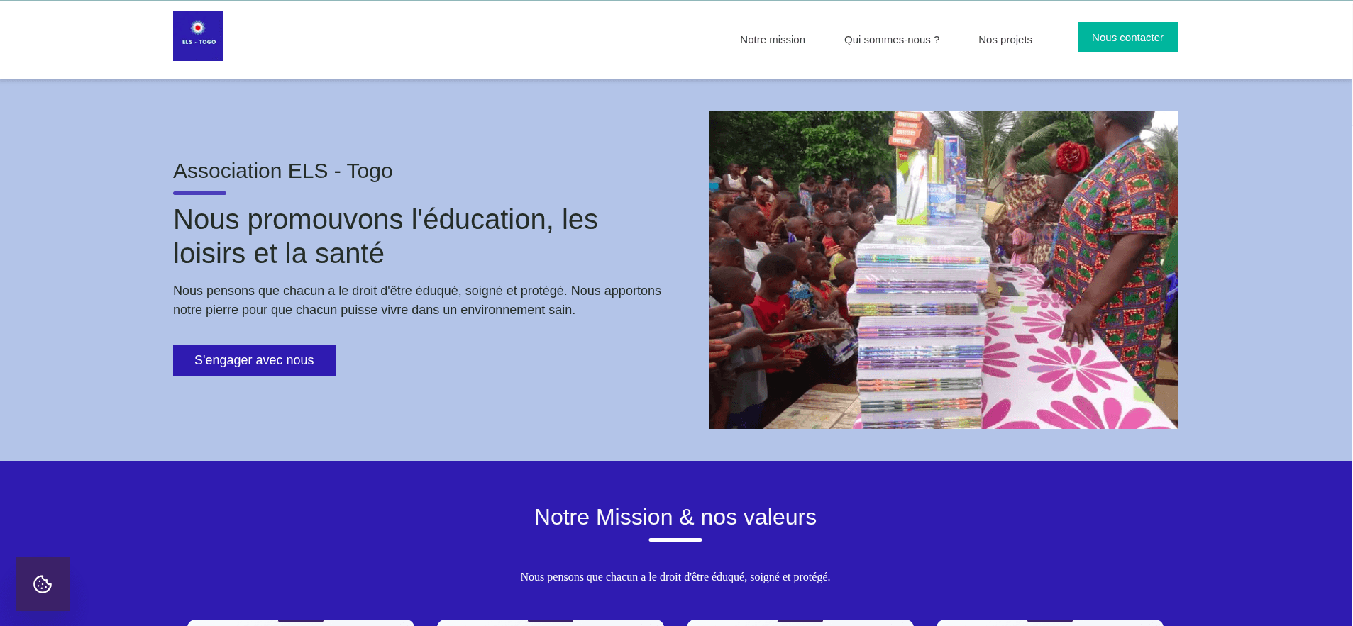 Page d'accueil d'ELS Togo